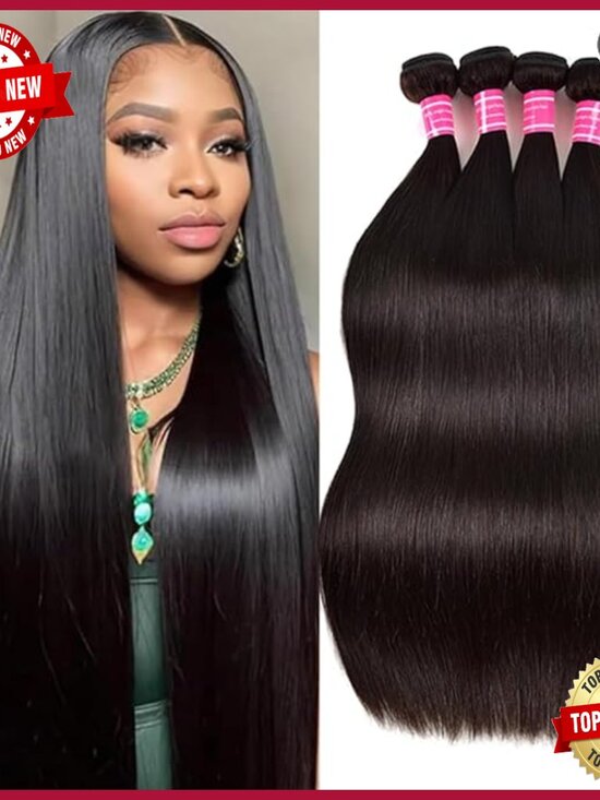 Virgin Brazilian Straight Hair Extensions 4 Bundles 22-28 Inch 200% Density